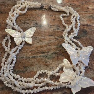 Elegant White Butterfly Necklace
